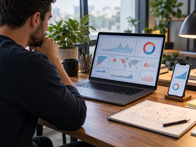 Analisi degli errori SEO su sito web con grafici di traffico e performance