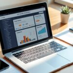Keyword research SEO su laptop con grafici e dati per analizzare parole chiave e traffico organico