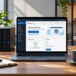 Migliori hosting WordPress per siti web: laptop con dashboard WordPress e server